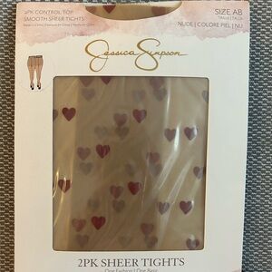 NEW red hearts, 2 pack sheer tight.